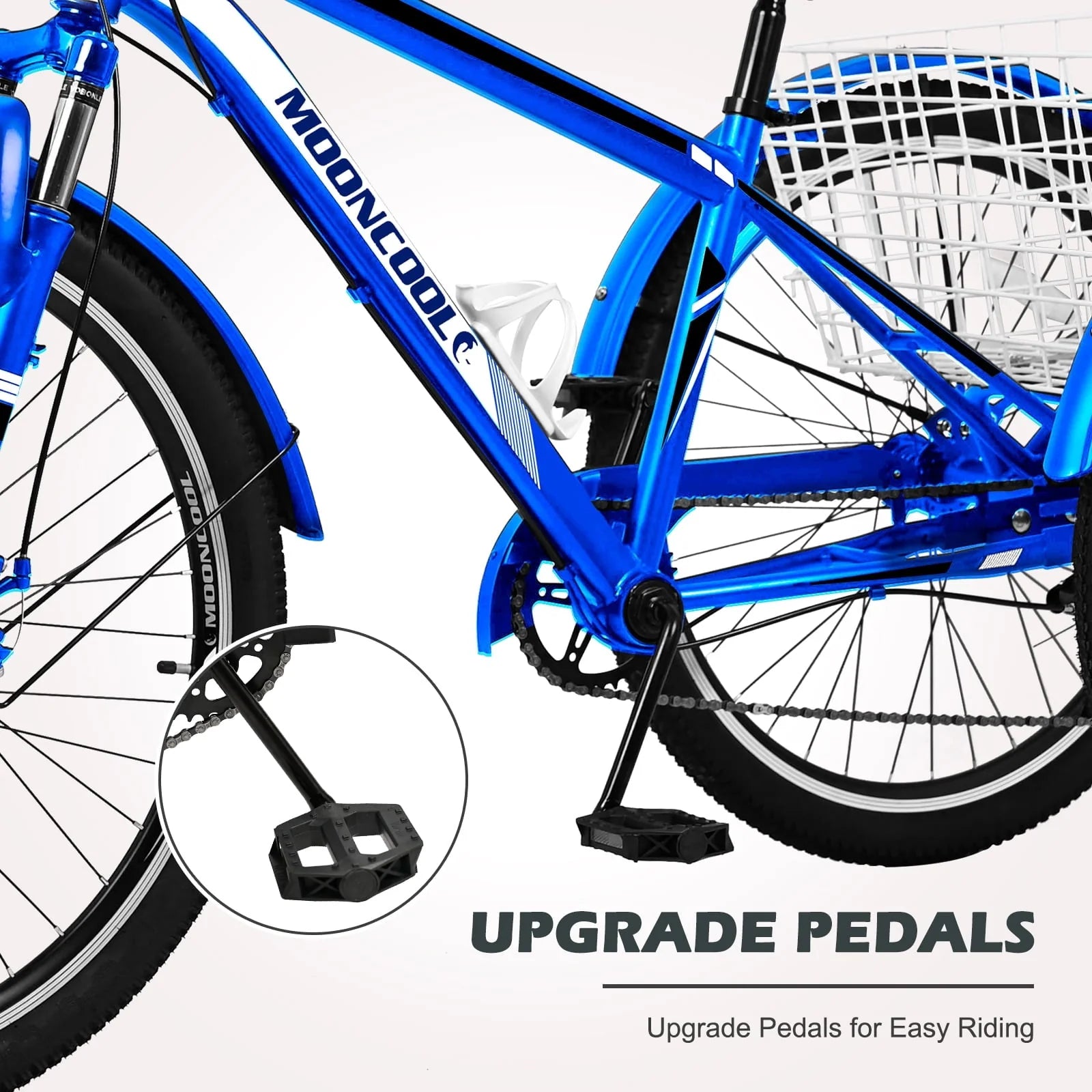 MOPHOTO 7 Speed 27.5" Adult Mountain Tricycle, Exercise Men'S Women'S Bicycle, 3 Wheel Cruiser Bike