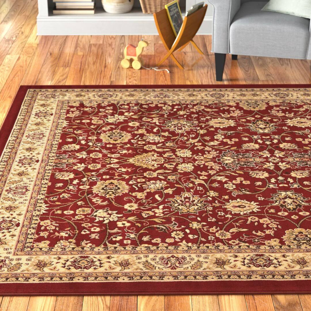 Charlton Home Safford Burgundy Area Rug Size: Rectangle 7 x 10 Red
