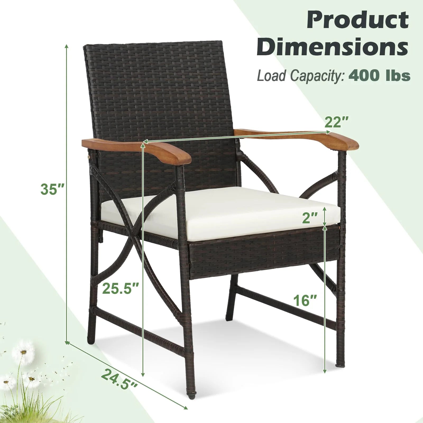 Tangkula 5 Pieces Outdoor Dining Set with Acacia Wood Table & 4 Wicker Rattan Armrest Chairs